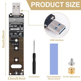 M.2 NVMe NGFF USB Adapter, M.2 SSD Enclosure Adapter with 10Gbps Transmission, USB 3.2 Gen 2 M.2 SSD Adapter for M Key/B+M Key SSD, M.2 to USB Supports UASP 2242 2260 2280