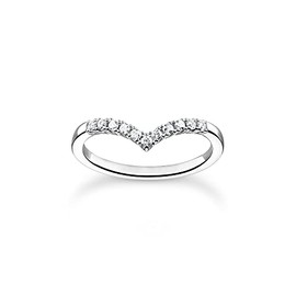 THOMAS SABO Women's V Shape Ring with White Stones, Sterling Silver, Cubic Zirconia