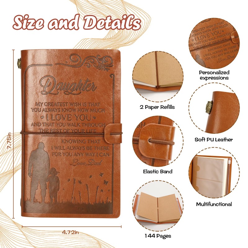 Gifts for Daughter 8"x 5" To My Daughter Leather Journal