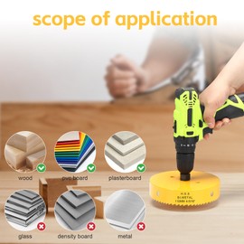 110mm Hole Saw, HSS Bi-Metal Hole Cutter with Drill Bit for Wood, Plastic, PVC, Fiberglass and Plasterboard, Yellow