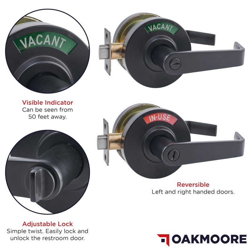 Oakmoore Commercial Door Handle - Vacant Occupied Bathroom Lock |