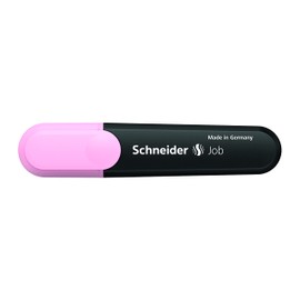 Schneider Job Pastel Highlighter, Chisel Tip, 1 + 5 mm, Black Barrel, Light Pink Ink, Box of 10 Highlighters (1529)