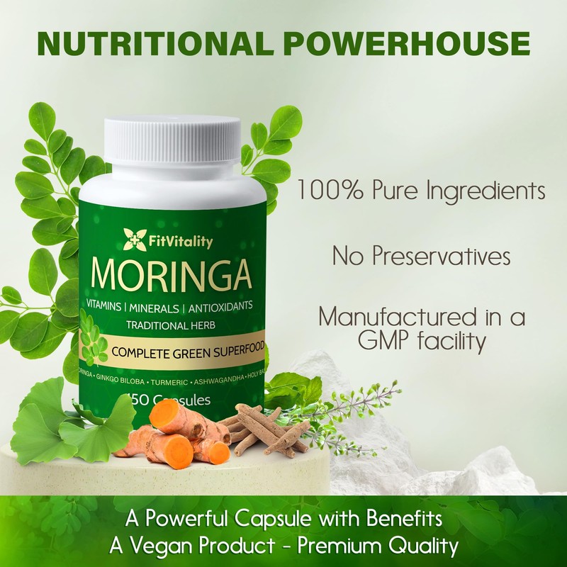 FitVitality FitVitality Premium Moringa Capsules | 150 Vegan Capsules |