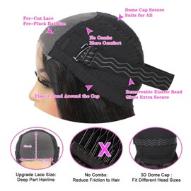 Highlight Brown Deep Wave Glueless Lace Front Wigs Human Hair Pre Plucked Pre Cut 4x4 HD Lace Closure Wear and Go Wigs 12 Inch Curly Human Hair Wigs for Black Women Perruque Femme Humain Naturel