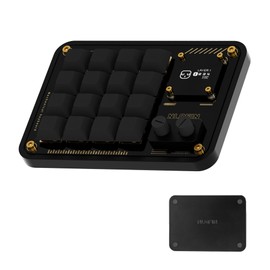 NLOFIN Double Knob Custom Macro Pad Programmable Designer Mini Keyboard 16 Keys with Screen (Black,KB16)