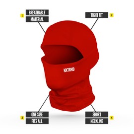 Nxtrnd Football Ski Mask, Shiesty Mask, Cooling Sports Balaclava (Red)