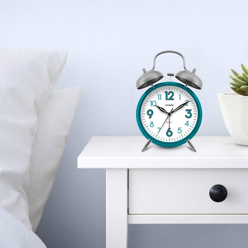 SHARP SPC851 Twin Bell Alarm Clock, Teal