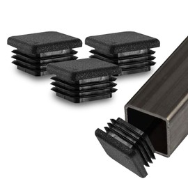 Prescott Plastics 10 Pack: 1 Inch Square Plastic Plug, Tubing End Cap, Durable Chair Glide