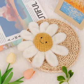 Apricot Lamb Daisy Rattle Soft Baby Rattle for Boys and Girls, Plush Stuffed Animal Rattle Toy Lovey for The Newborn, 0-3 Months, 0-6 Months and Above, 7.9 Inches(White)