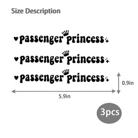 TNAIYH Passenger Princess Car Sticker, 3PCS Funny Cute Vehicle Rearview Mirror Window Decals, Auto Vanity Mirror Decorative Accessories for Women Girls, Universal for SUV RV Truck (Black)