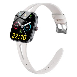 Compatible for Kuizil Smart Watch Band, Slim Vintage Leather Strap Replacement for Women, Man, Wristband Accessories Compatible for Kuizil T70 1.91" Smartwatch (for Kuizil T70, White)