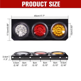 oeioei 2PCS 63 LED Trailer Tail Lights Kit, Stop Turn Signal/Brake/Reverse Tail Light with Iron Bracket Base, 4 Inch Round LED Taillights 12V-24V for Truck RV Camper