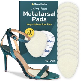 Ultra Thin Metatarsal Pads Women and Men, Foot Pads, Ball of Foot Cushions for Women, Metatarsal Foot Pads for Women, Mens Foot Pads for Balls of Feet | 12 Pack, 6 Pairs, 1/8" Thick