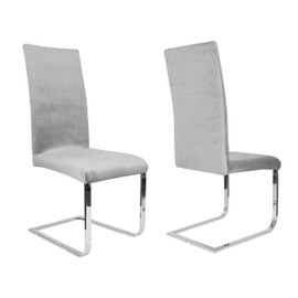 BEAUTEX Chair Cover Sets, Velvet Microfibre Chair Cover, Elastic Stretch Cover, Choice of Sizes and Colours (Light Grey, Set of 2)