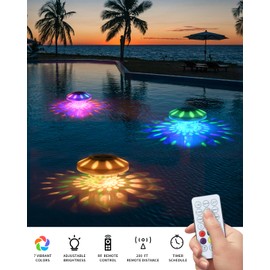 Svuineek Floating Pool Lights, Rechargeable RGB Color Changing Pool Lights That Float with Remote Control, Waterproof LED Night Light Projector for Pool Pond Party Hot Tub-4 Pack