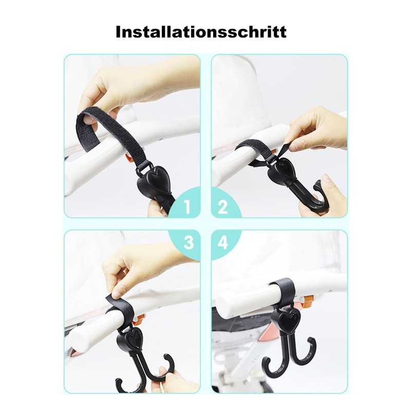 ViWaVee Pram Hook, Heart Shape Velcro Hook Pram for Changing