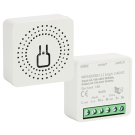 Alexa Light Switch WLAN Smart Home Module with Voice Control, Timer & Remote Control via App, Compatible with Alexa, 1-Way/2-Way Switch, Neutral Conductor Required