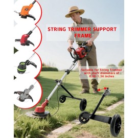 FellDen String Trimmer Wheel Attachment, 15" Adjustable Height Weed Trimmer Support Wheel, 26mm and 28mm for Gas String Trimmer Petrol/Electric Brush cutter, 5" Widen Lawn Roller