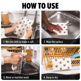Dirt Devil Reusable Paper Towel, 6 Pack, Machine Washable Cleaning Cloth, Ultra Absorbent and Fast Drying, Reusable Towels for Multi-Purpose Cleaning