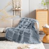 Ultra Soft Pre-Washed Quilted Throw Blanket, Ruffle Fringed Dark Blue