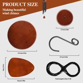 CELSOL Wind Chime Parts Kit, 24 PCS Complete DIY Set with Hooks, Round Top, Clapper, Wind Catcher, Brass Nails, and 17.2FT Nylon String for Easy Wind Chime Making, Repair, and Replacement