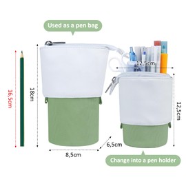 Fmeida Pencil Case Girls Pencil Case Teenager Pencil Case Boy School Pencil Case Pencil Case Pencil Case 2 in 1 from Pencil Case to Pencil Holder Pencil Case School, Green, pencil case