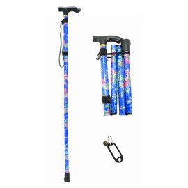 Monomania Folding Cane, 12 Types, Lightweight, 5 Levels of Adjustment, Respect for the Aged Day, Gift, Unisex, Seniors, Nursing, Seniors, Town Party, Events, Prize, Light Blue Pattern