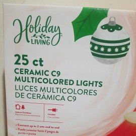 Holiday Living 25ct Ceramic C9 Multicolored Christmas Party String Light 4950674