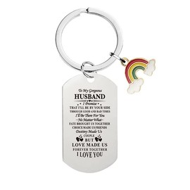 Anniversary Birthday Gifts for Husband from Wife to My Husband Keychain Gifts for Men I Promise That I'll Be By Your Side Keyrings for Hubby Christmas Valentines Day Gift