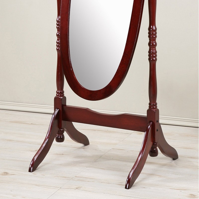 Roundhill Furniture Traditional Queen Anna Style Wood Floor Cheval Mirror,