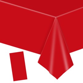 137x274cm Red Plastic Table Cloth Table Cover,Large Red Party Disposable Table Cloths Christmas Tablecover Table Decorations,Red Tablecloth Party for Xmas,Picnic,Dining,Kids Birthday Tablecloths
