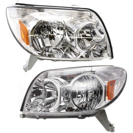 For 2003-2005 Toyota 4RUNNER Headlight Driver and Passenger Side w/Bulbs TO2502146 TO2503146-Replaces 81170-35400, 81130-35420 ;includes park/marker lamps; w/bright bezel