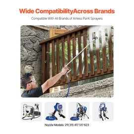 Happybuy Airless Paint Spray Gun and Hose Kit, 3600 PSI High Pressure Paint Sprayer Hose Set with 5 Tips (211, 315, 417, 517, 623), Swivel Joint Airless Spray Gun Kit with Filters, Hose