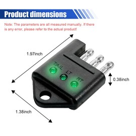 4 Pin Trailer Plug Tester, 4 Way Flat Trailer Circuit Tester with LED Indicators, 4-Pin Straight Trailer Light Wiring Tester, Trailer Tester Connector for Turn Signal Tail Lights Trouble Shooter