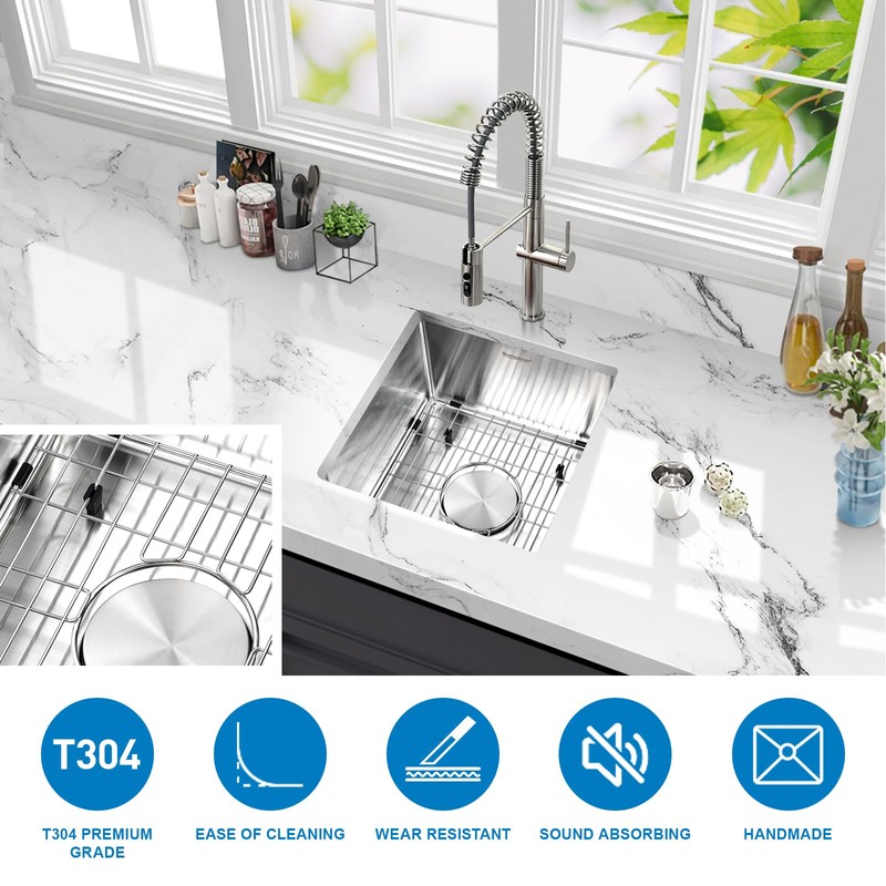 Suncano Bar Sink Undermount 13x15 Inch, Stainless Steel Small Kitchen