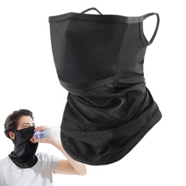 [KVKIE] バイク マスク 1個ブラックフェイスカバー UVカットマスク首までガード 開口デザイン日焼け防止マスク 耳かけフェイス UV カバー 毎日の通勤やサイクリングに最適です