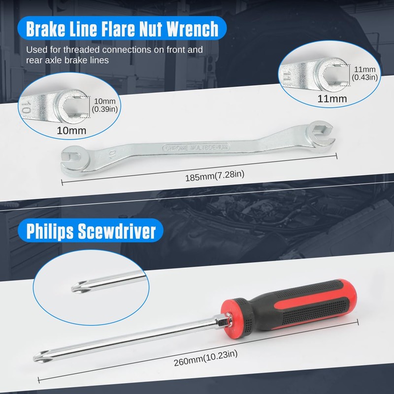 Brake Tools 15PC Drum & Disc Brake Tool Kit Labor-saving