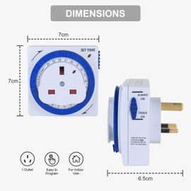 Mechanical Indoor Timer Socket Switch, 24 Hour Segment Timer Light Switch for Indoor Lights, Christmas Lights and Home Appliances,3 Pack.