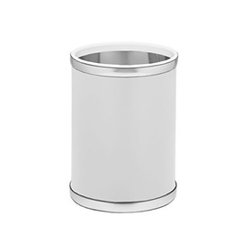 Kraftware Sophisticates Round Wastebasket, 11", White with Brushed Chrome Color