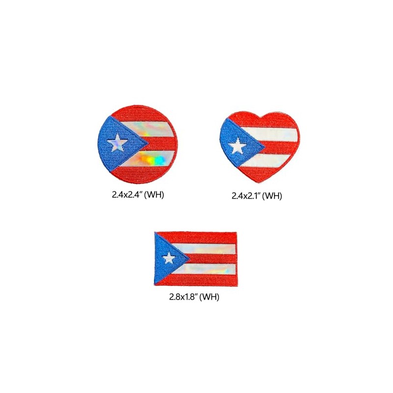 6 Pcs Puerto Rico Flag Embroidered Patch Emblem, Iron On/Sew