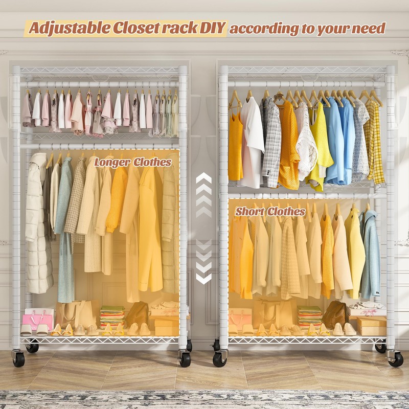 Raybee Rolling Clothes Rack with Cover Clothing Racks for Hanging