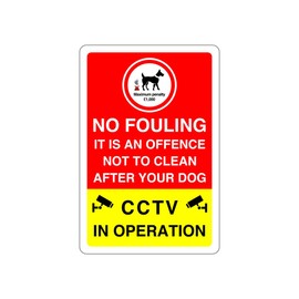 No fouling it is an offence not to clean after your dog sign - 3mm Aluminum Dibond high-visibility (200mm x 150mm) Ensures Safety Within 5m Viewing Distance.