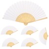 6 PCS Bamboo Sublimation Fans Blanks,DIY White Paper Hand Fan
