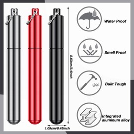 Tanlade 6 Pieces Portable Toothpick Holder Pocket Airtight Aluminum Metal Storage Tube Waterproof Pocket Purse Tube Container Holder with Keychain for Travel Picnic Camping, 3 Colors