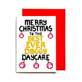 Merry Christmas To The Best Ever Doggy Daycare Card, Pet Sitter Xmas Card From Dog, Dogs