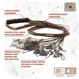 Rig'Em Right Waterfowl Pre-Rigged Xtreme Coated Tangle Free Cable Decoy Anchors for Duck Hunting (36" Length, 3-oz Weights)