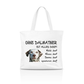 AdriLeo Shopping Bag Without Dalmatians Everything Is Doof! (Brown Spots), White with photographic print