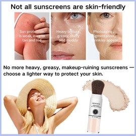 Mineral Sunscreen Powder,Lightweight Breathable Non-comedogenic SPF35 Scalp Body Face Protection Sunscreen,Waterproof Mineral Based Powder with Brush,Gentle Beach Sweatproof Powders for Sensitive Skin