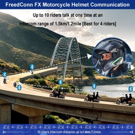 FreedConn FX Motorcycle Bluetooth Headset with Music Sharing, 2pcs FX 10 Riders 1500m Group Helmet Bluetooth Intercom with Noise Cancellation/FM Radio, /Universal Pairing/Silver Ultra-Thin Body
