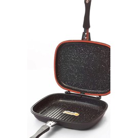 Müller Kitchen MK-3001 - Sartén doble de granito de mármol alemán, revestimiento antiadherente de aluminio fundido a presión, libre de PFOA,